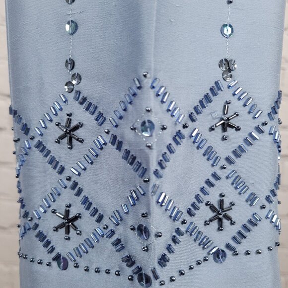 NWD Ann Taylor Blue Silk Sequin Bead Embellished Lined Pants Size 2 (26x28.5) - Picture 15 of 16
